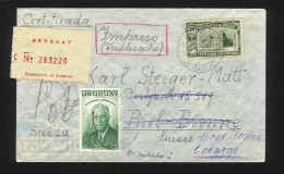 Uruguay Schweiz 1953, Drucksache Einschreiben Luftpost Brief V Montevideo. #1216 - Uruguay