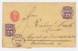 Schweiz 1889, 5 C. Ganzsache Streifband M. Zusatz V. Douanne N. Magdeburg. #2337 - Autres & Non Classés