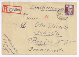 DDR 1950, Lindow Mark, Brief M. Eingestempeltem Einschreiben Zettel.  #1823 - Covers & Documents