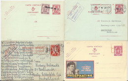Belgien 1946/47, -10% Van Aker Überdrucke Auf 4 Ganzsache Karten, 2 Gebr.  #786 - Autres & Non Classés
