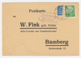 BRD 1954, Ludwag über Bamberg, Landpost Stpl. Auf Karte M. 10 Pf. #2170 - Briefe U. Dokumente