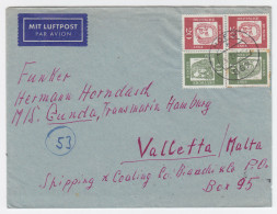 BRD 1963, 20+20+10+10 Pf. Auf Luftpost Brief V. Hof N. Malta. Destination! #1807 - Covers & Documents