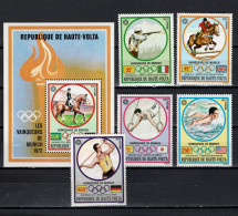 Burkina Faso (Upper Volta) 1973 Olympic Games Munich, Equestrian, Shooting, Swimming, Javelin Etc. 5 Stamps + S/s MNH - Zomer 1972: München