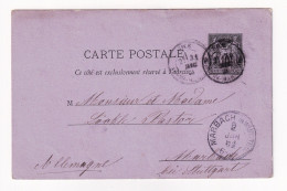 Entier Postal 1882 Nice Alpe Maritime Type Sage 10c Marbach Allemagne Deutschland - Cartes Postales Types Et TSC (avant 1995)