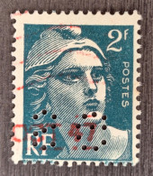 France 1945 N°713 Ob Perforé SG TB - Used Stamps