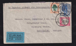 South Africa 1934 Airmail Cover PORT ELIZABETH X MANCHESTER England Imperial Airways - Storia Postale