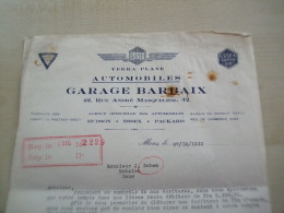 Ancienne Facture 1933 GARAGE BARBAIX à MONS Essex - Auto's