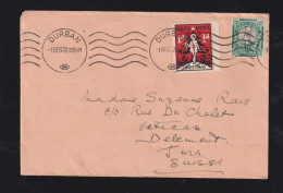 South Africa 1937 Printed Matter DURBAN X DELEMONT Switzerland Christmas Cinderella - Covers & Documents