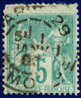-Sage    Obl   :  BUREAUX De QUARTIER De PARIS. R MONGE - 1876-1898 Sage (Type II)