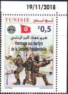 2018 -Tunisie- Hommage Aux Martyrs De La Sécurité Présidentielle  - 1V Série Complète Coin Daté  - MNH***** - Tunesien (1956-...)