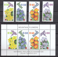 Bulgaria 2015 - Mountain Flowers, Mi-Nr. 5236/39+Block 409, MNH** - Nuevos
