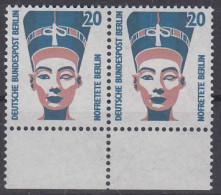 Berlin Mi.Nr.831/831 - Berlin Nofretete Büste - 20 Pfennig - Waagerechtes Paar Mit Bogenrand Unten - Unused Stamps