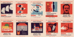 Czech Republic, 10 X Matchbox Labels, Dr. Aleš Hrdlička 1869 - 1943, World Anthropologist, Museum Humpolec - Zündholzschachteletiketten