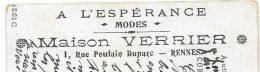 RENNES Pub A L'Espérance Modes Maison VERRIER 1 Rue Poulain Dupard, Envoi 1908 - Rennes