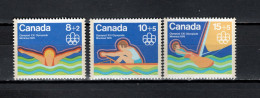 Canada 1975 Olympic Games Montreal, Swimming, Rowing, Sailing Set Of 3 MNH - Estate 1976: Montreal