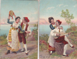 1850	445	Muziek En Dans (poststempel 1904)(2 Kaarten) - Parejas
