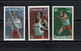 Canada 1975 Olympic Games Montreal, Athletics Set Of 3 MNH - Sommer 1976: Montreal