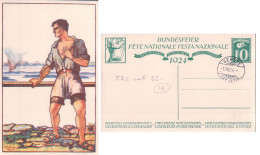 Carte Fête Nationale 1924 Auslandschweizer, Illustrateur Aug. Herzog, Cachet Genève 1.8.1924 (25) - Brieven En Documenten