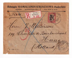 Registered 1919 Helsinki Finlande Finland Helsingin Suomalainen Kirjakauppa Osakeyhtiö Den Haag  's-Gravenhage - Storia Postale