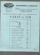 Rueil Malmaison (92), Catalogue Pièces Mécanique NADELLA  Tarif Roulements à Aiguilles  1964  (CAT7216) - Werbung