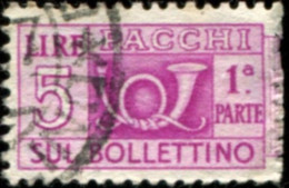 Pays : 247,1 (Italie : République) Yvert Et Tellier N° : CP   58 (o)  Moitié De Timbre Gauche - Postpaketten