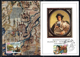 ITALIA REPUBBLICA ITALY 1991 MANIFESTAZIONI COLOMBIANE SCOPERTA DELL'AMERICA DISCOVERY SERIE CARTOLINA MAXI MAXIMUM CARD - Maximumkaarten