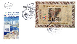 ISRAEL"World Stamp Exhibition 98" Cacheted FDC "Woman Mosaic" Souvenir Sheet - FDC
