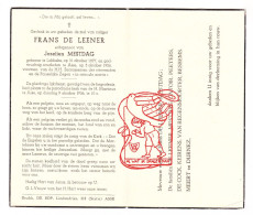DP Frans De Leener ° Lebbeke 1877 † Asse 1956 Mestdag Catoir Peeters Cock Keirens Van Regenmoorter Bessems Meert Durnez - Andachtsbilder