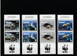 Samoa 2016 - WWF,Fauna,Reptiles,Turtles,series 4 Values And Serie 4 Valies With,vignette,perforated,MNH,Mi.Bl1352-1355KB - Samoa