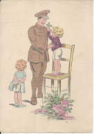 CPSM  Série Militaire  Soldat Anglais  Avec 2 Enfants   Barré Dayez - 1900-1949