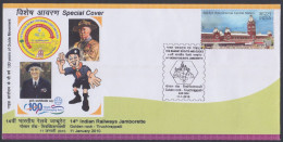 Inde India 2010 Special Cover Indian Railway Jamboree, Scout, Scouts, Scouting, Girl Guides, Railways Pictorial Postmark - Lettres & Documents