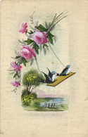 Illustrateur Roses  Oiseaux Sur Une Balançoire  RV - Other & Unclassified