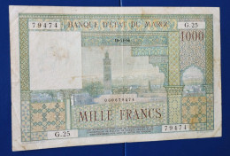 BANQUE D'ETAT DU  MAROC MOROCCO  MARRUECOS 1000 FRANCS 15-11-1956.. - Marruecos