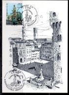 ITALIA REPUBBLICA ITALY 1992 PATRIMONIO ARTISTICO LA FONTANA DEL NETTUNO FIRENZE LIRE 750 CARTOLINA MAXI MAXIMUM CARD - Cartas Máxima