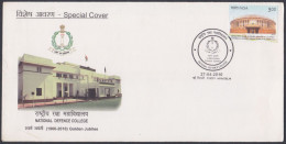 Inde India 2010 Special Cover National Defence College, Military, Army, Militaria, Indian Flag, Pictorial Postmark - Lettres & Documents