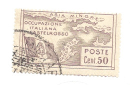 (COLONIE E POSSEDIMENTI) 1923, CASTELROSSO, OCCUPAZIONE ITALIANA DELL'ISOLA - Francobollo Usato (CAT. SASSONE N.13) - Castelrosso