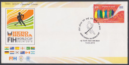 Inde India 2010 Special Cover Hero Honda Hockey World Cup, Delhi, Indian Flag, Pakistan, Spain, Pictorial Postmark - Lettres & Documents
