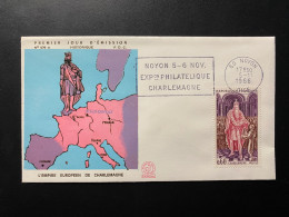 Enveloppe 1er Jour "Charlemagne" 05/11/1966 - Flamme - 1497 - Historique N° 579A - 1960-1969