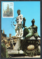 ITALIA REPUBBLICA ITALY 1992 PATRIMONIO ARTISTICO LA FONTANA DEL NETTUNO FIRENZE LIRE 750 CARTOLINA MAXI MAXIMUM CARD - Maximumkaarten
