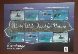 Rarotonga  2016 - WWF , Fauna,Fish,Bloc 4 X4 Values ,perforated,MNH ,Mi.Bl.54-57KB - Tonga (1970-...)