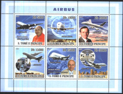 Mint Stamps In Miniature Sheet Aviation Airplanes Airbuses 2008 From Sao Tome And Principe - Avions