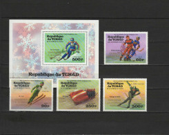 Chad - Tchad 1976 Olympic Games Innsbruck Set Of 4 + S/s With Winners Overprint In Gold MNH -scarce- - Invierno 1976: Innsbruck