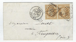 Lettre D'Amiens Pour Feuquières Avec Paire De Napoléon Lauré 10 C. Bistre  GC 85 - 1863-1870 Napoléon III Con Laureles