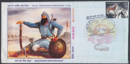 Inde India 2010 Special Cover Baba Banda Singh Bahadur, Sikh, Sikhism, Religion, Sword, Artillery, Pictorial Postmark - Brieven En Documenten