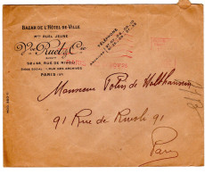 Lettre  " Vve RUETZ Cie  BAZAR De L'hotel De Ville 1 Rue Des Archives PARIS IV° - Briefe U. Dokumente