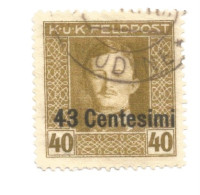 (COLONIE E POSSEDIMENTI) 1918, FRIULI VENETO, SOPRASTAMPATI, 43c SU 40h - 1 Francobollo Usato (CAT. SASSONE N.12) - Austrian Occupation