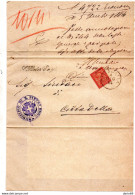 1884 LETTERA CON ANNULLO CITTADELLA PADOVA + COMUNALE MUNICIPIODI SAN PIETRO - Marcophilie