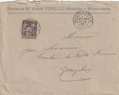 Lettre Au Type Sage Oblitéré De Mostaganem Algérie Pour Zanzibar Novembre 1900 RRR - 1898-1900 Sage (Tipo III)
