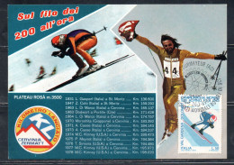 ITALIA REPUBBLICA ITALY 1970 CAMPIONATO DEL MONDO DI SCI ALPINO SKI ROTARY 1990 LIRE 50 CARTOLINA MAXI MAXIMUM CARD - Maximum Cards
