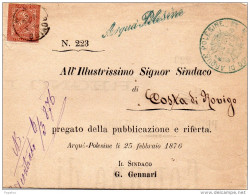1876   LETTERA CON ANNULLO ARQUA POLESINE ROVIGO - Poststempel